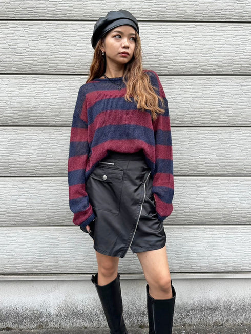 ダメージボ-ダーニットトップス